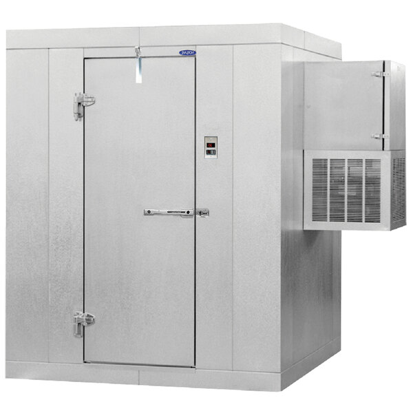 Left Hinged Door Nor-Lake KODF45-W Kold Locker 4' x 5' x 6' Outdoor Walk-In Freezer with Wall Mounted Refrigeration