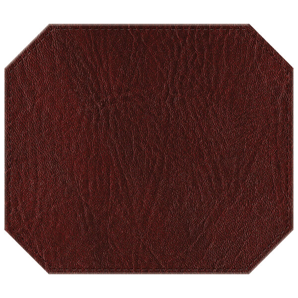 A customizable brown faux leather octagon placemat.