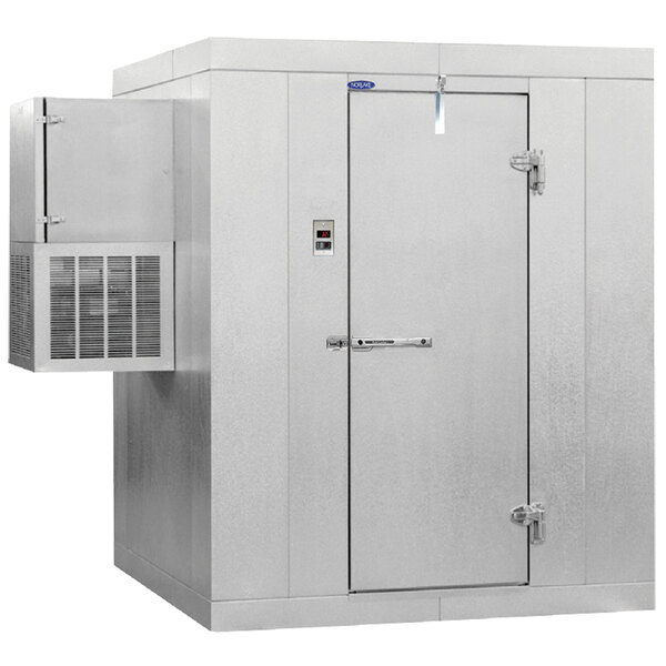 Right Hinged Door Nor-Lake KODB66-W Kold Locker 6' x 6' x 6' 7" Outdoor Walk-In Cooler with Wall Mounted Refrigeration