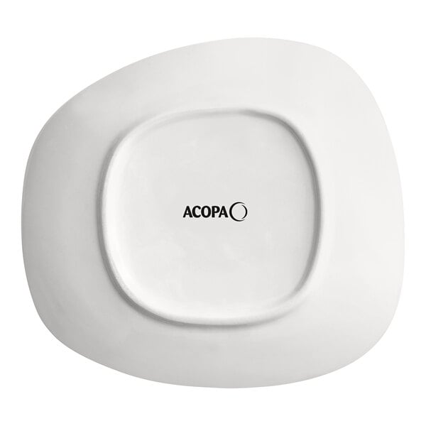 An Acopa cream white porcelain plate with an asymmetric shape.