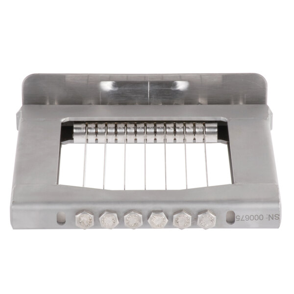 A metal Edlund Titan Max-Cut slicer blade with four holes.