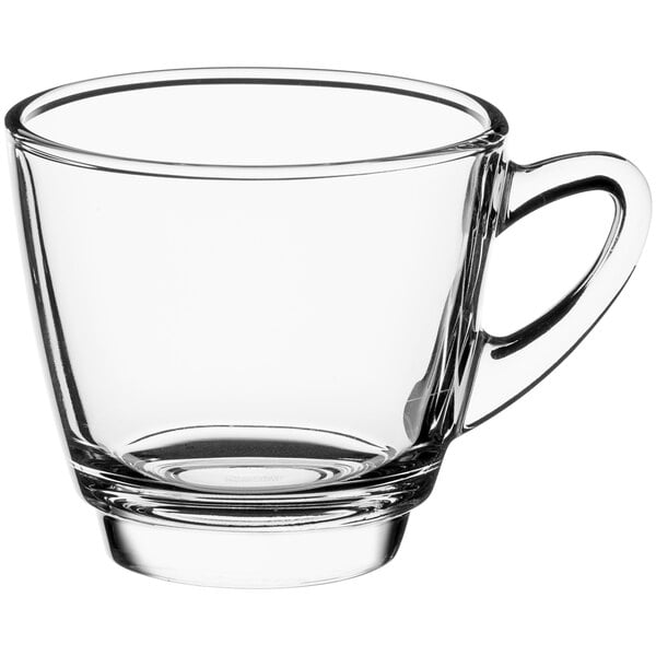 Set of 4 Crystal 8 oz Clear Mugs with Handles 3-3/4 Tall
