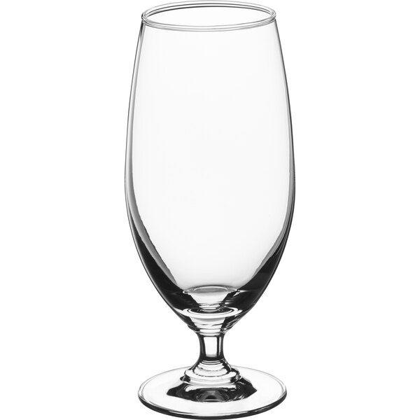 A clear glass with a stem.