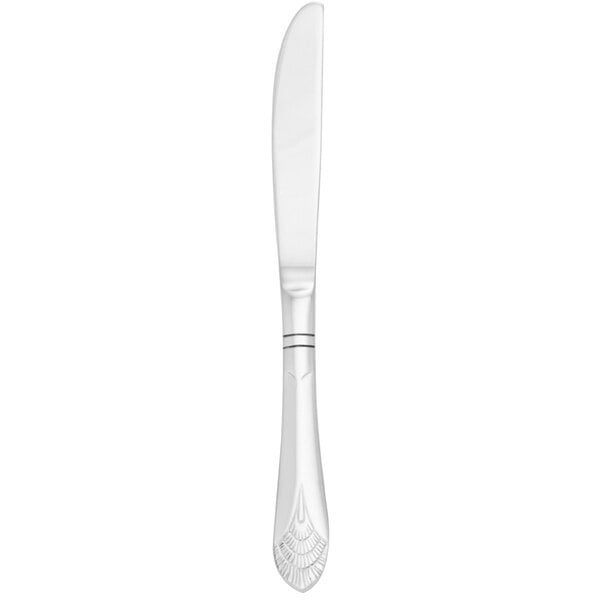 A silver Walco stainless steel butter knife with a solid black handle.