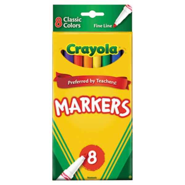 A package of Crayola markers including a red marker.