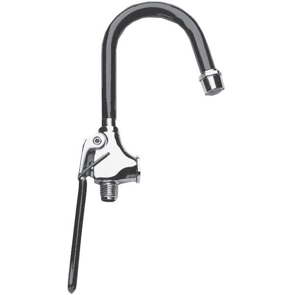 A chrome Fisher long lever pot filler valve with a hose.