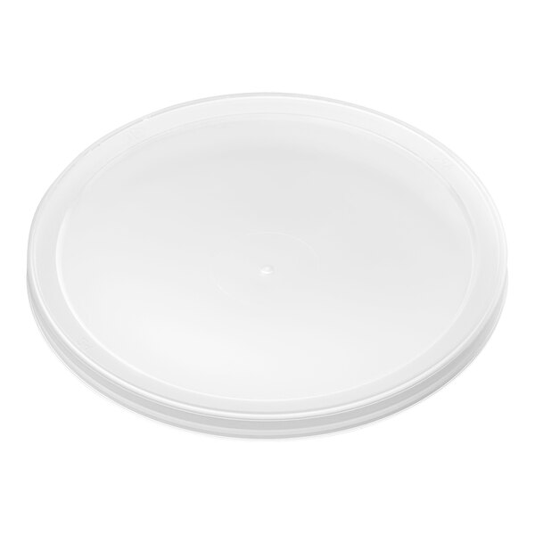A translucent plastic deli container lid designed for a flush fit.