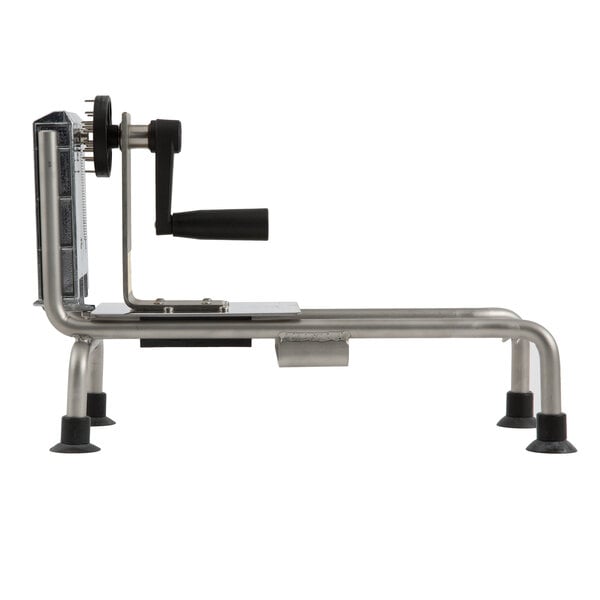 A Bron Coucke stainless steel spiral vegetable slicer with a handle.