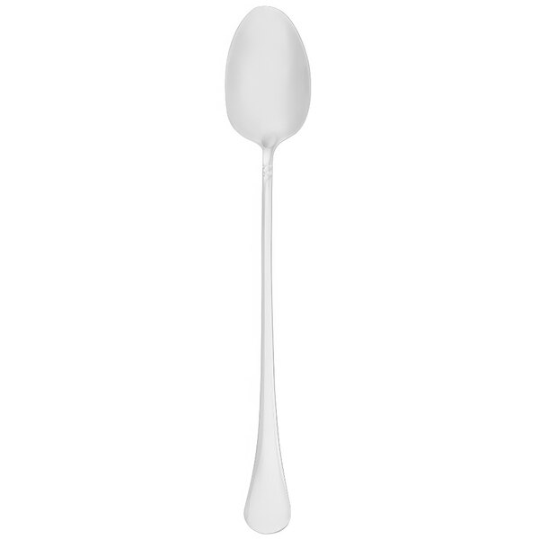 A Walco Soho iced tea spoon with a white handle and stainless steel bowl.