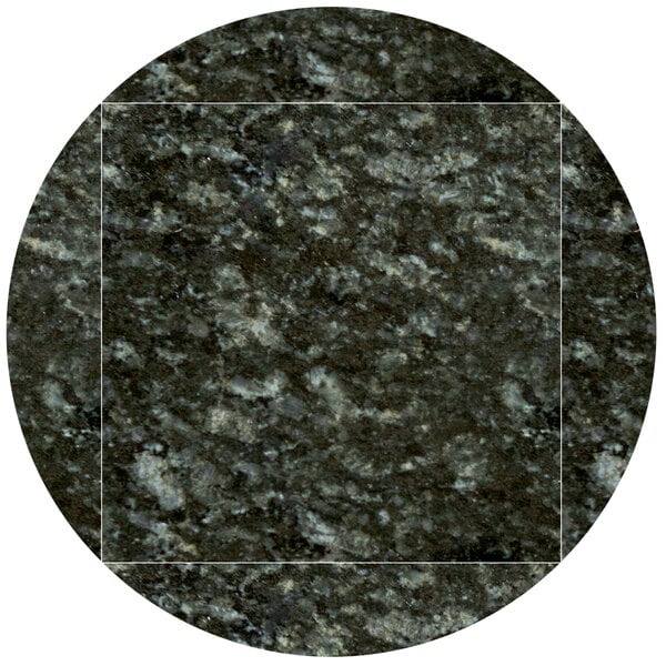 A close-up of a black and grey marbled granite tabletop.