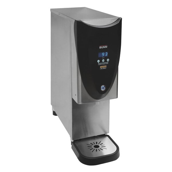 A Bunn H3X hot water dispenser on a counter.