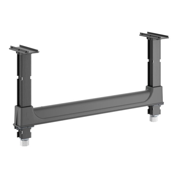 A black Cambro Camshelving Basics Plus Dunnage Stand measuring 21 inches by 10 3/4 inches.