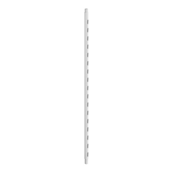 A white metal pole with holes.