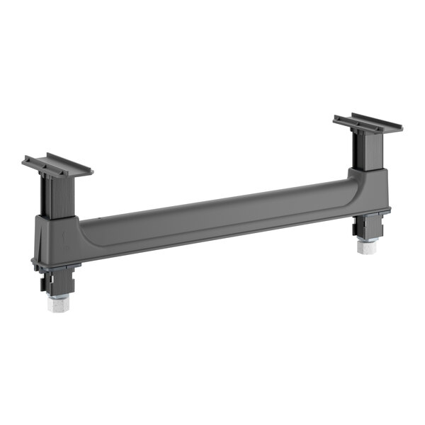 A black Cambro Camshelving Basics Plus dunnage stand measuring 21 inches by 6 3/4 inches.