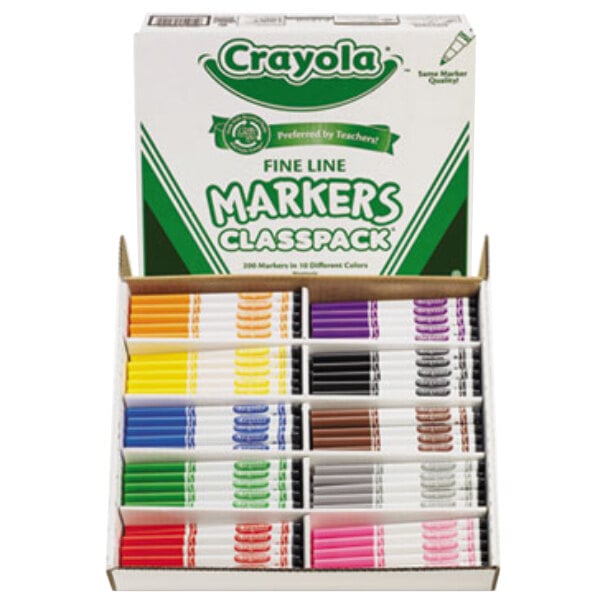 Download Crayola 588210 Classpack Assorted 10 Color Fine Point Non-Washable Marker Set - 200/Box