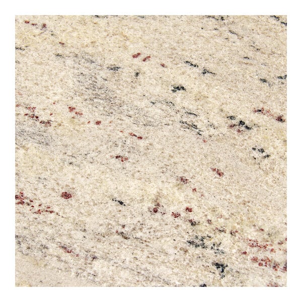 A close up of an Art Marble Furniture Kashmir White Granite Tabletop.