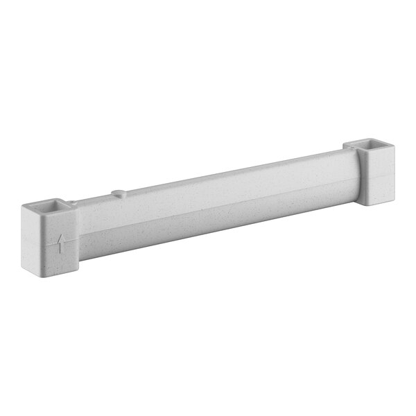 A white rectangular plastic piece with a metal bar in the center.