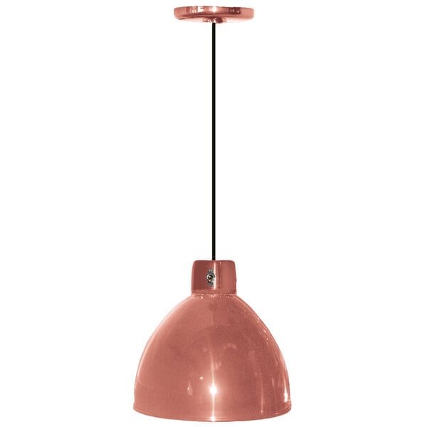 A Hanson bright copper ceiling mount heat lamp.