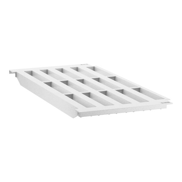 A white plastic tray with holes on the sides.