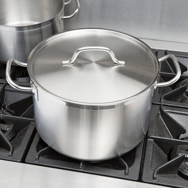 Vigor 16 Qt. Stainless Steel AluminumClad Sauce Pot with Cover