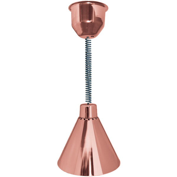 Hanson Heat Lamps 400 Ret Bcop Retractable Cord Ceiling Mount Heat Lamp With Bright Copper Finish 115 230v