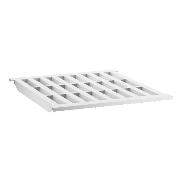 A white plastic grate with holes.