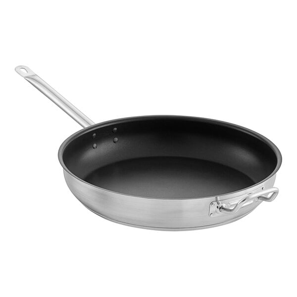 Vigor SS1 Series 16 Stainless Steel Fry Pan with Aluminum-Clad Bottom and  Helper Handle
