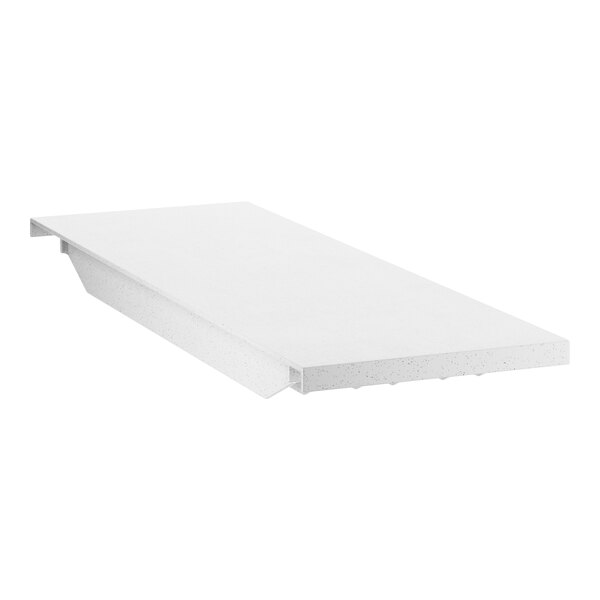 A white rectangular solid shelf with holes.