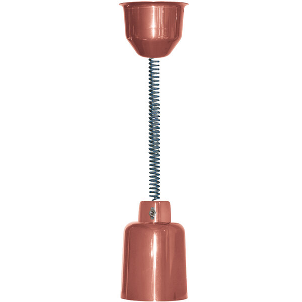 A Hanson Heat Lamps ceiling mount heat lamp with a spiral retractable cord.