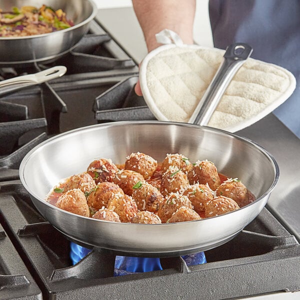 Vigor SS1 Series 11 Stainless Steel Fry Pan with Aluminum-Clad Bottom
