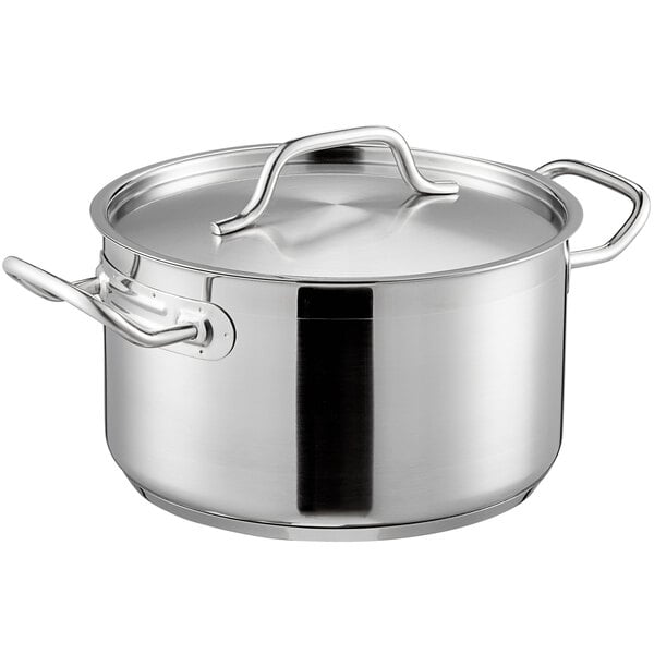 Vigor SS1 Series 6 Qt. Stainless Steel Sauce Pan with Aluminum-Clad Bottom  and Cover