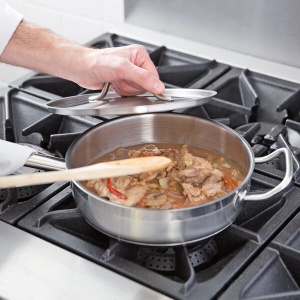 Vigor 3 Qt. Stainless Steel Aluminum-Clad Saute Pan with Lid and Helper ...