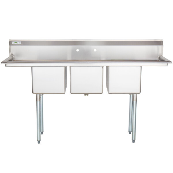 Regency 70 16 Gauge Stainless Steel Three Compartment Sink With Two