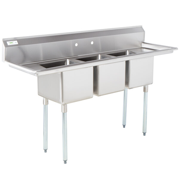 Regency 70 16 Gauge Stainless Steel Three Compartment Sink With Two Drainboards 14 X 16 X 12 Bowls