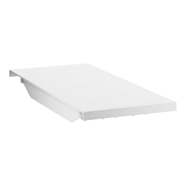 A white rectangular plastic shelf.