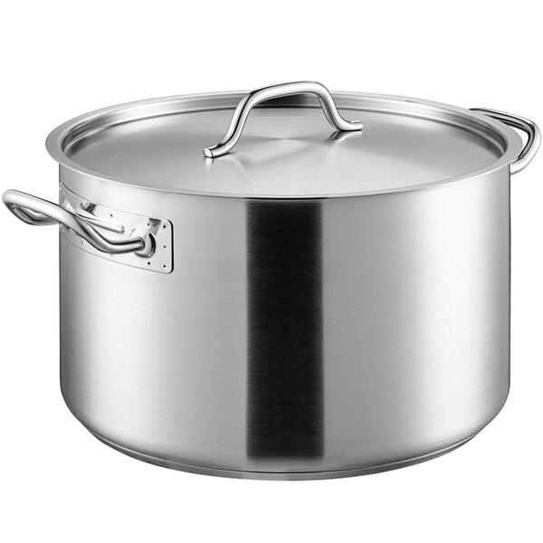 Vigor SS1 Series 16 Qt. Heavy-Duty Stainless Steel Aluminum-Clad Stock Pot  with Cover