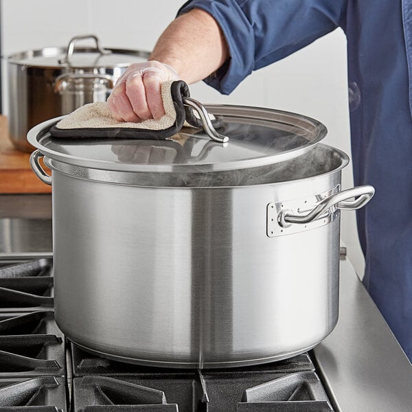 Vigor SS1 Series 3 Qt. Stainless Steel Aluminum-Clad Saute Pan with Lid and  Helper Handle