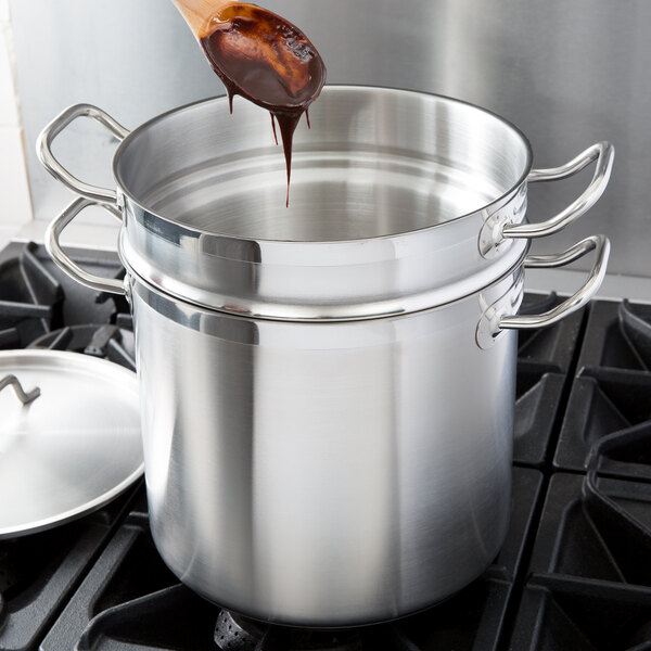 Update International SDB-12 12-Quart Induction Ready Stainless Steel Double Boiler with Cover Clear