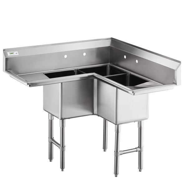 Regency 44 1 2 16 Gauge Stainless Steel Three Compartment Commercial   1895234 