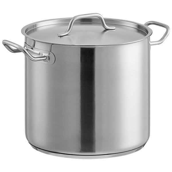 Vigor SS1 Series 16 Qt. Heavy-Duty Stainless Steel Aluminum-Clad Stock Pot  with Cover