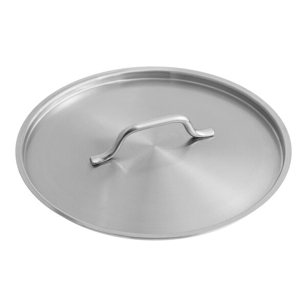 A stainless steel replacement lid with a handle, designed for a 5-quart saute pan or 20-quart stock pot.