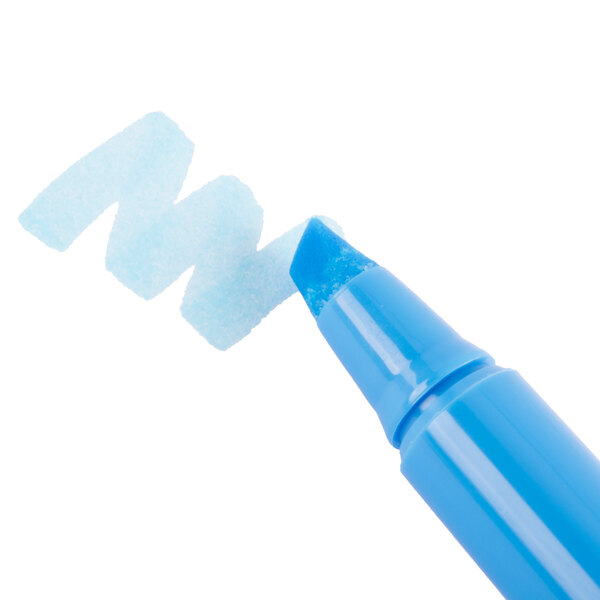 The tip of a Bic Brite Liner blue highlighter.