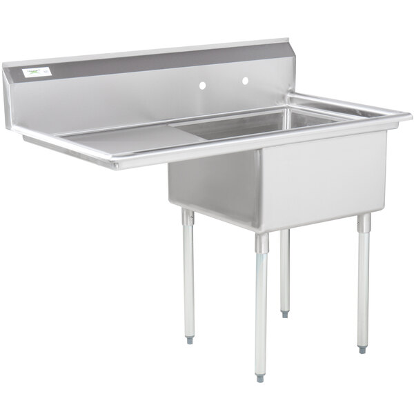 Regency 16 Gauge Stainless Steel One Compartment Commercial Sink With 1 Drainboard 23 X 23 X 12 Bowl