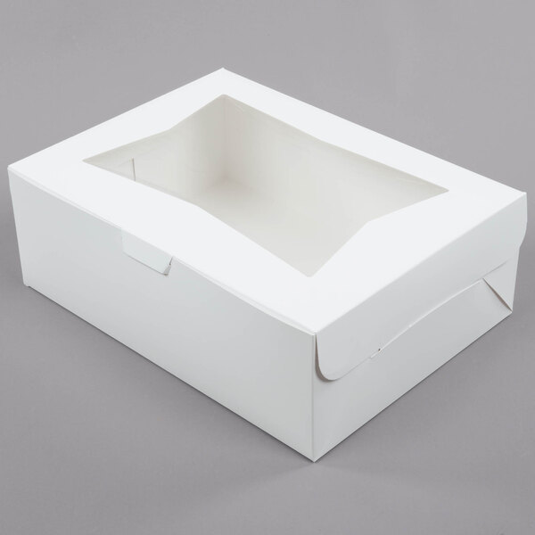 Baker's Mark 19 x 14 x 6 1/2 White Half Sheet Window Cake / Bakery Box -  50/Case