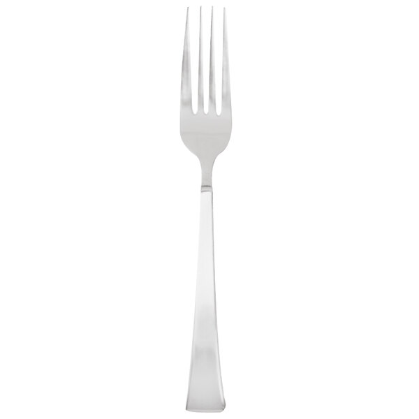 A close-up of a Walco Susannah stainless steel table fork with a silver handle.