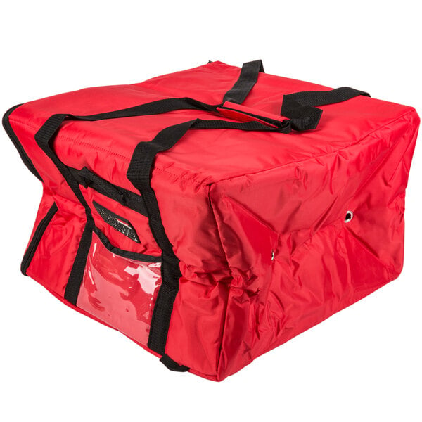 Rubbermaid FG9F3900RED ProServe Large Red Insulated Nylon Delivery Pizza Bag - 19 3/4 inch x 19 3/4 inch x 13 inch