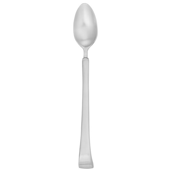 A Walco stainless steel iced tea spoon with a white handle.