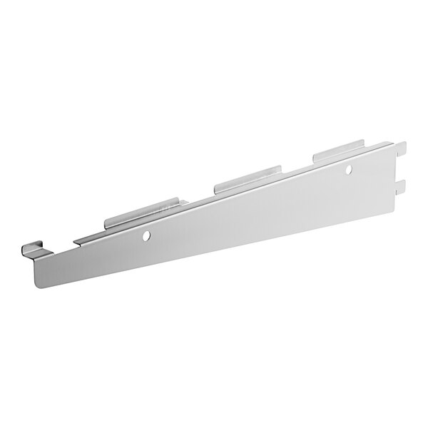 A close-up of an Avantco left metal shelf bracket with two holes.