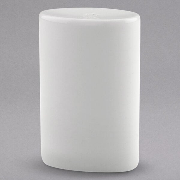 A white rectangular Villeroy & Boch porcelain salt shaker with a gray border.