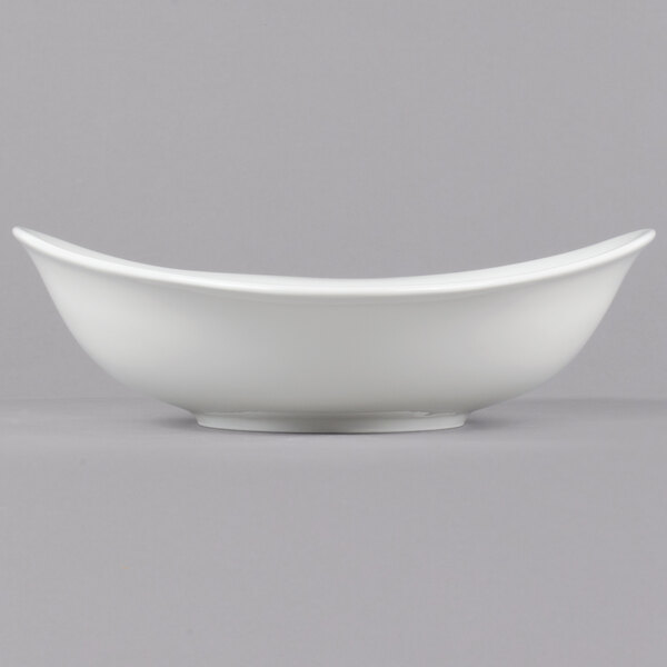 A white Villeroy & Boch porcelain deep bowl with a curved edge.